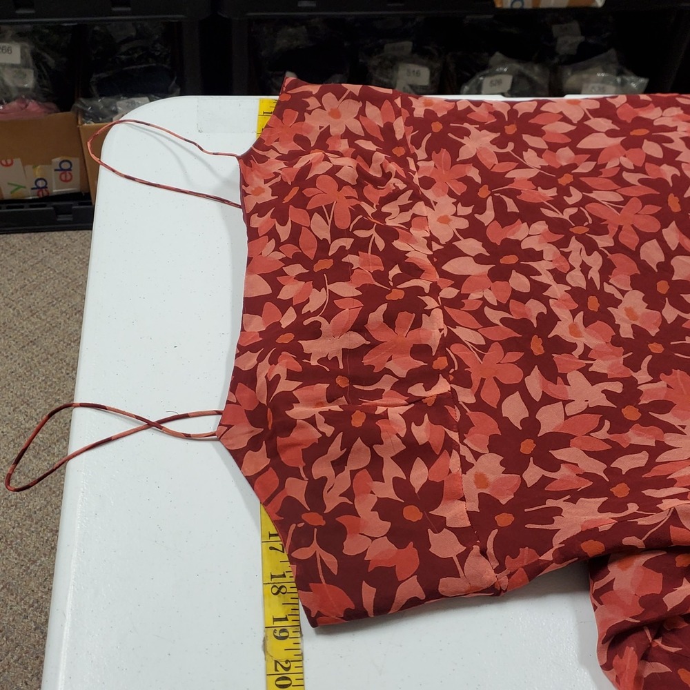 Ice Womens 90s Silk Romantic Maxi Dress Size 12 Red Floral Asymmetric Fairy - Picture 7 of 15